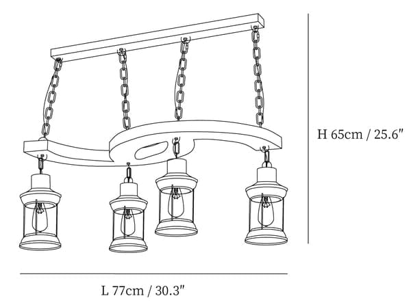 Retro Boat Wood Chandelier_size