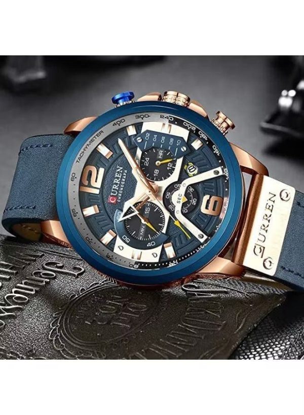 ساعة بسوار جلدي فاخر للرجال (Luxury Leather Band Watch For Men) - Image 5