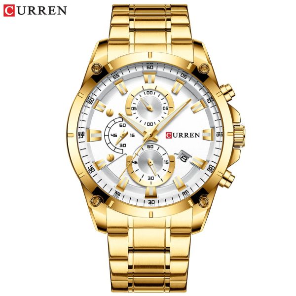 ساعة ذهبية بلاتينية جميلة للرجال (Premium Quality Men's Watch)