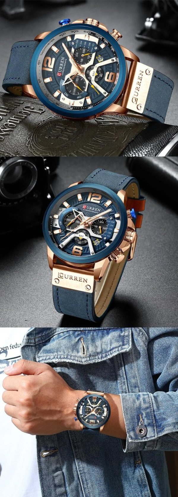 ساعة بسوار جلدي فاخر للرجال (Luxury Leather Band Watch For Men) - Image 2