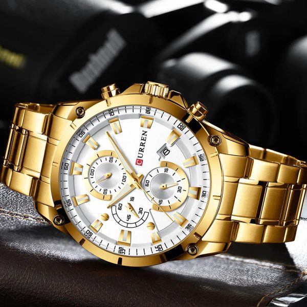 ساعة ذهبية بلاتينية جميلة للرجال (Premium Quality Men's Watch) - Image 2