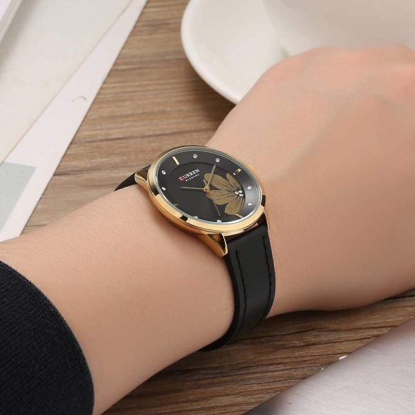 CURREN Original Brand Slim Leather Strap Wrist Watches For Women With Brand (Box & Bag)-9048 - Image 4