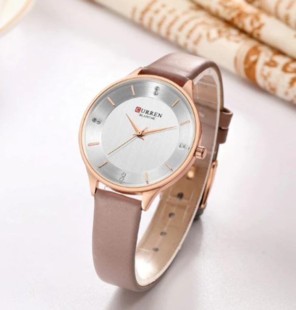 CURREN Original Brand Slim Leather Strap Wrist Watches For Women With Brand (Box & Bag)-9041 - Image 4