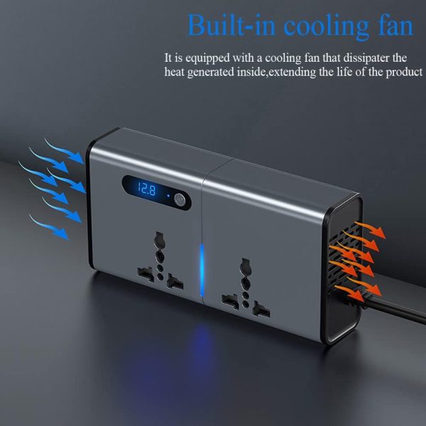 200W Car Power Inverter  (مناسب للسيارات، محول سيارة تيار مستمر 12 فولت إلى 220 فولت مع 1.2 أمبير و2.4 أمبير) - Image 4