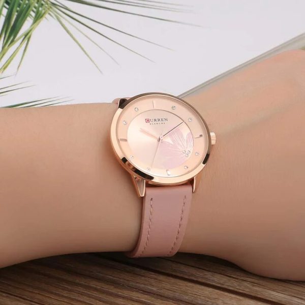 CURREN Original Brand Slim Leather Strap Wrist Watches For Women With Brand (Box & Bag)-9048 - Image 3