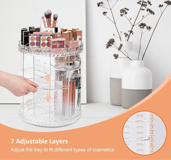 Diamond Pattern 360° Rotatable Acrylic Makeup Organizer 😍 - Image 7