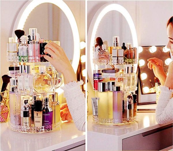 Diamond Pattern 360° Rotatable Acrylic Makeup Organizer 😍 - Image 8