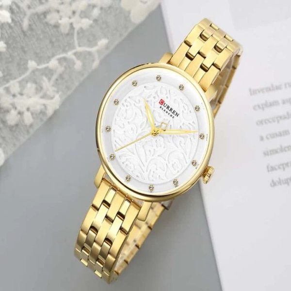 CURREN Original Brand Stainless Steel Band Wrist Watch For Women With Brand (Box & Bag)-9046 - Image 2