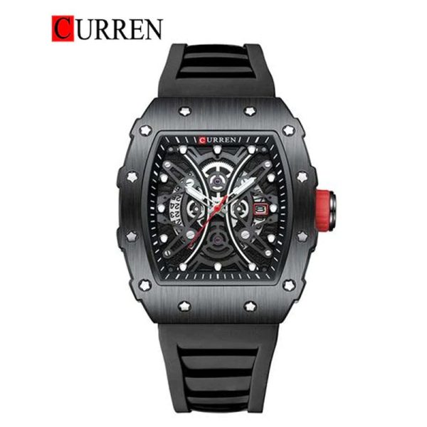 CURREN Original Brand Rubber Straps Wrist Watch For Men With Brand (Box & Bag)-8438 - Image 7