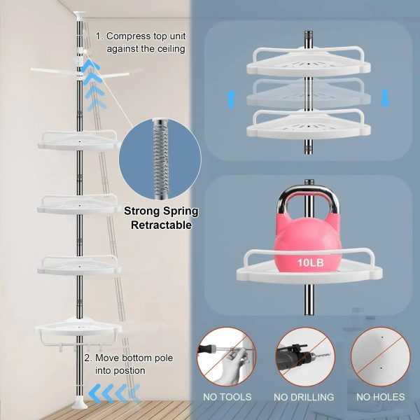 4 Tier Adjustable Shelf Bathroom Organizer - Image 4