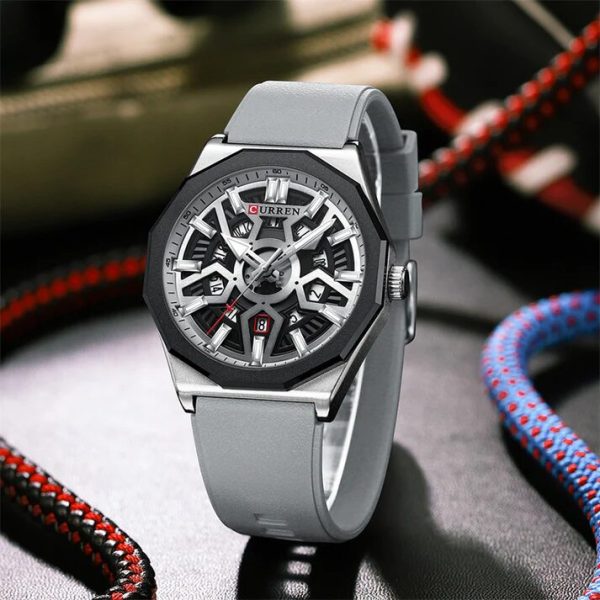 CURREN Original Brand Rubber Straps Wrist Watch For Men With Brand (Box & Bag)-8437 - Image 2