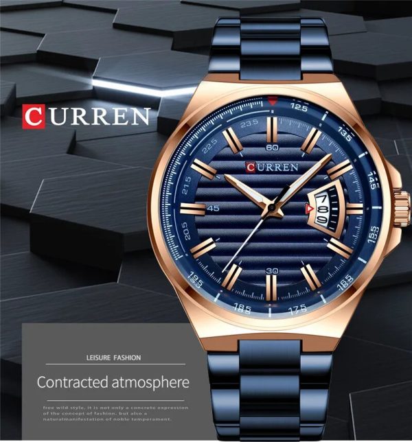 CURREN Original Brand Stainless Steel Band Wrist Watch For Men With Brand (Box & Bag)-8375