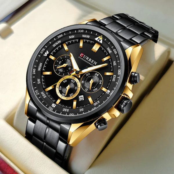 CURREN Men's Quartz Wristwatch | Luxury Chronograph | Luminous Hands | Black - Image 2