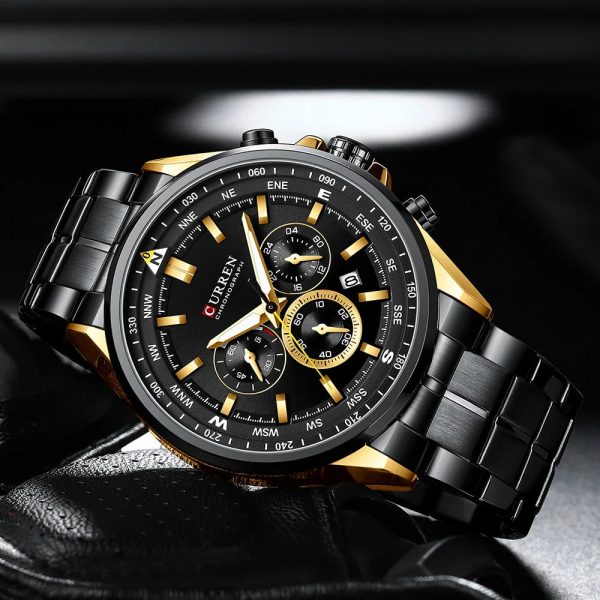 CURREN Men's Quartz Wristwatch | Luxury Chronograph | Luminous Hands | Black - Image 3