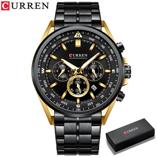 CURREN Men's Quartz Wristwatch | Luxury Chronograph | Luminous Hands | Black - Image 6