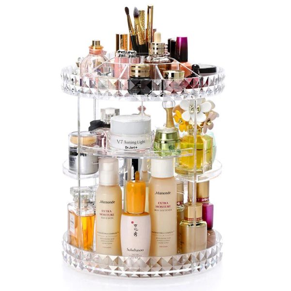 Diamond Pattern 360° Rotatable Acrylic Makeup Organizer 😍 - Image 2