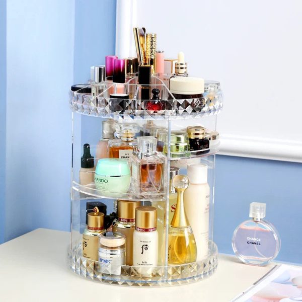 Diamond Pattern 360° Rotatable Acrylic Makeup Organizer 😍 - Image 3