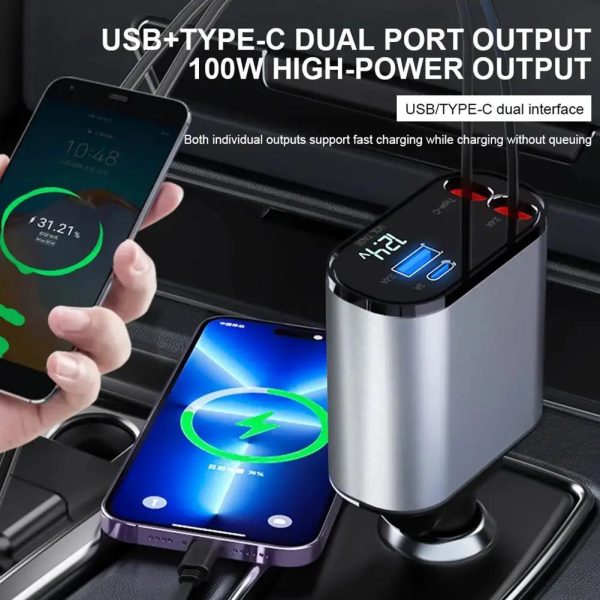 100w 4 IN 1 Fast Charge Car Charger New version - Image 3