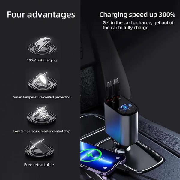 100w 4 IN 1 Fast Charge Car Charger New version - Image 4