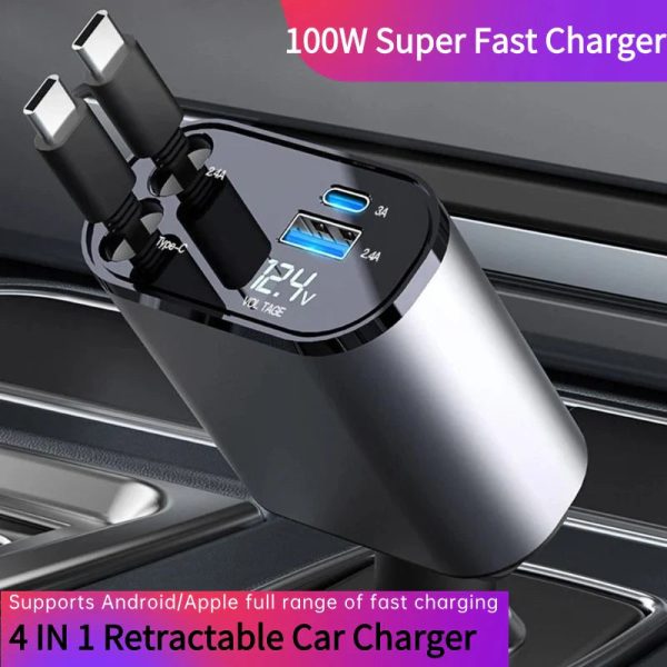 100w 4 IN 1 Fast Charge Car Charger New version - Image 2