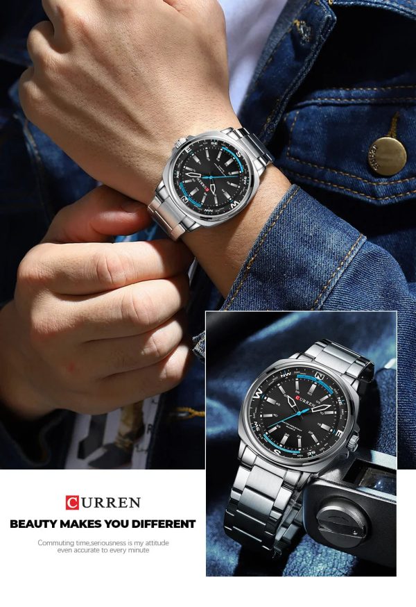 CURREN Stainless Steel Watch For Men With Box 8455 - Image 7