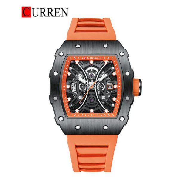 CURREN Original Brand Rubber Straps Wrist Watch For Men With Brand (Box & Bag)-8438