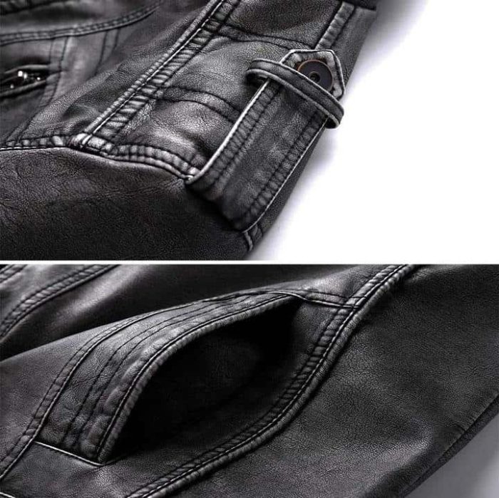 Tavares Distressed Cafe Racer Black Leather Jacket - Image 2