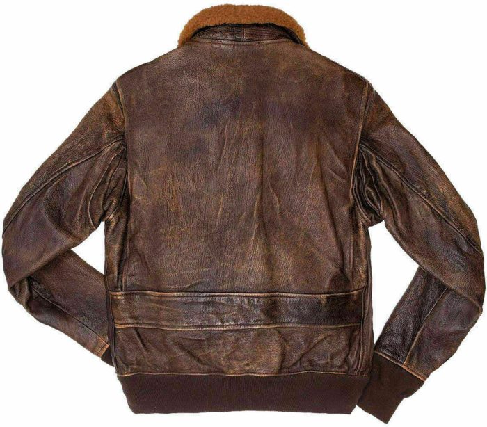 Aviator G-1 A-2 Flight Jacket Distressed Brown Real Bomber Leather Jacket - Image 2