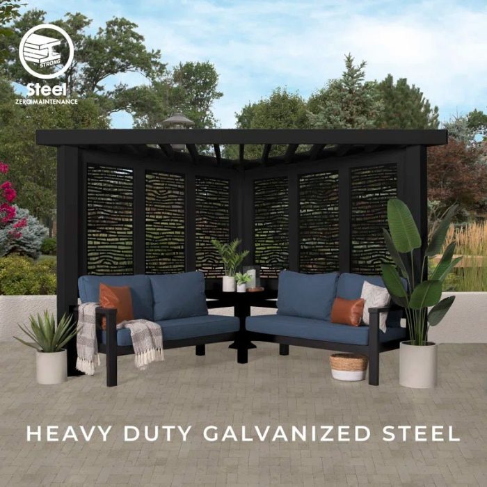 Glendale Modern Steel Pergola with Canopy / Finish: Red - Image 10