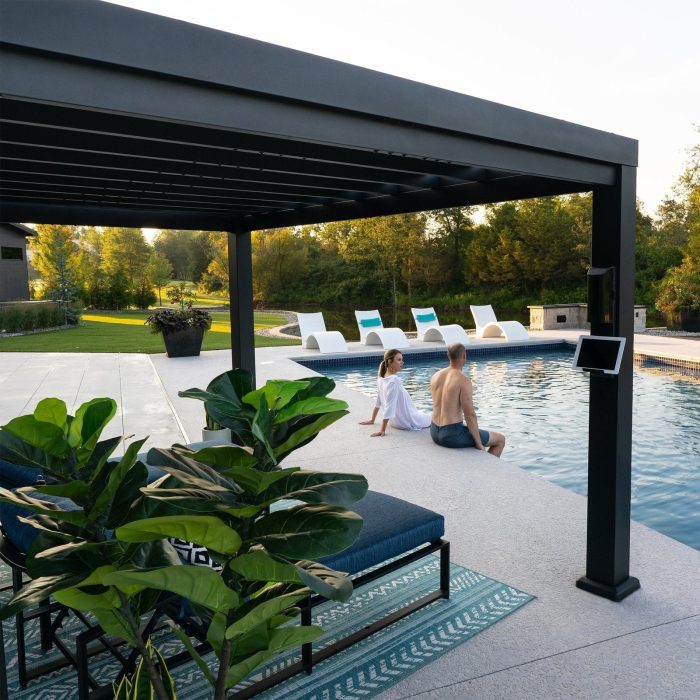 16×12 Trenton Modern Steel Pergola With Sail Shade Soft Canopy - Image 8