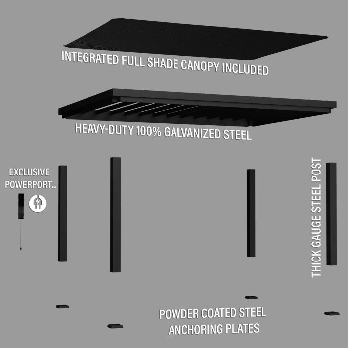 16×12 Trenton Modern Steel Pergola With Sail Shade Soft Canopy - Image 17