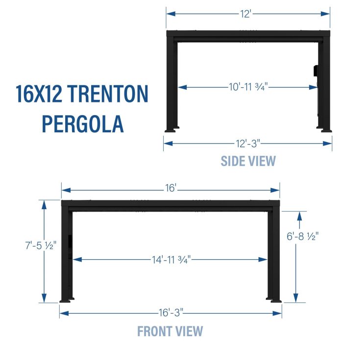 16×12 Trenton Modern Steel Pergola With Sail Shade Soft Canopy - Image 4