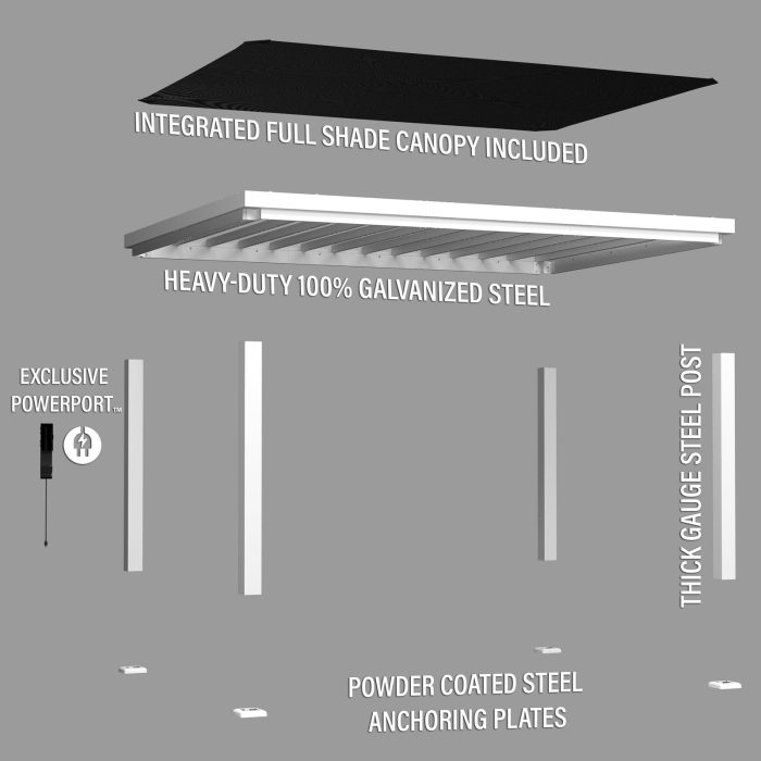 16×12 Windham Modern Steel Pergola With Sail Shade Soft Canopy - Image 18