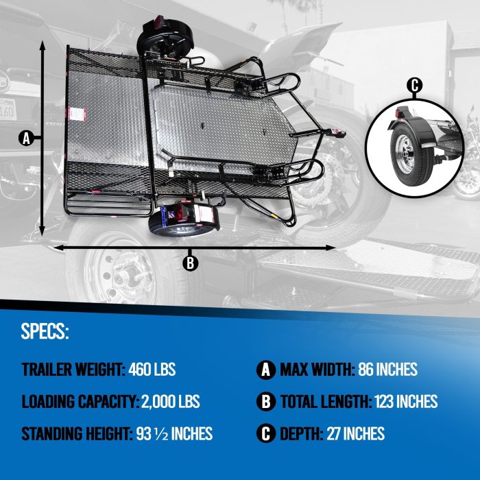 Dual Ride-Up SRL Folding Motorcycle Trailer - Image 2