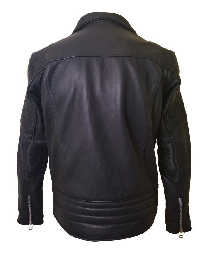 Brett’s biker style leather jacket with stretchy leather - Image 3