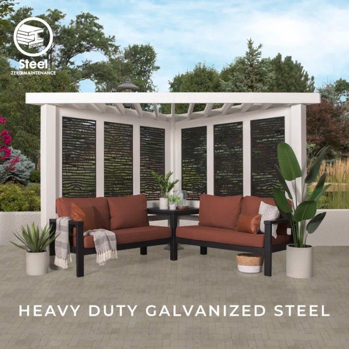 Ridgedale Modern Steel Pergola with Canopy / Finish: Red - Image 7