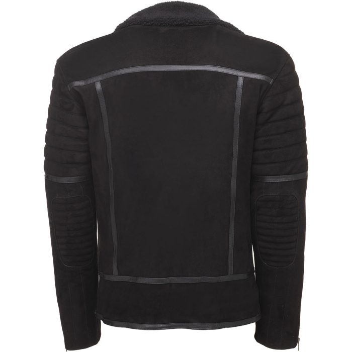 David black suede biker jacket with sherpa - Image 2