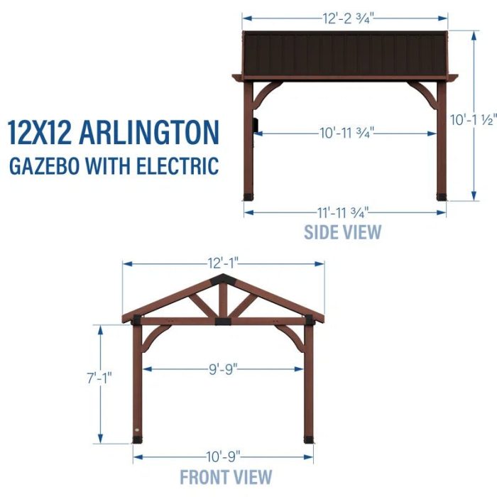 Arlington 12′ X 12′ Solid Wood Patio Gazebo - Image 4