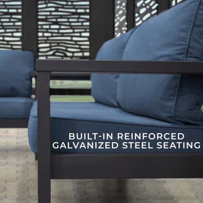 Glendale Modern Steel Pergola with Canopy / Finish: Red - Image 13