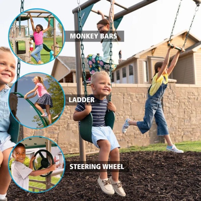 Deluxe  Metal Swing Set with 2 Swing(S) , 1 Slide(S) - Image 7