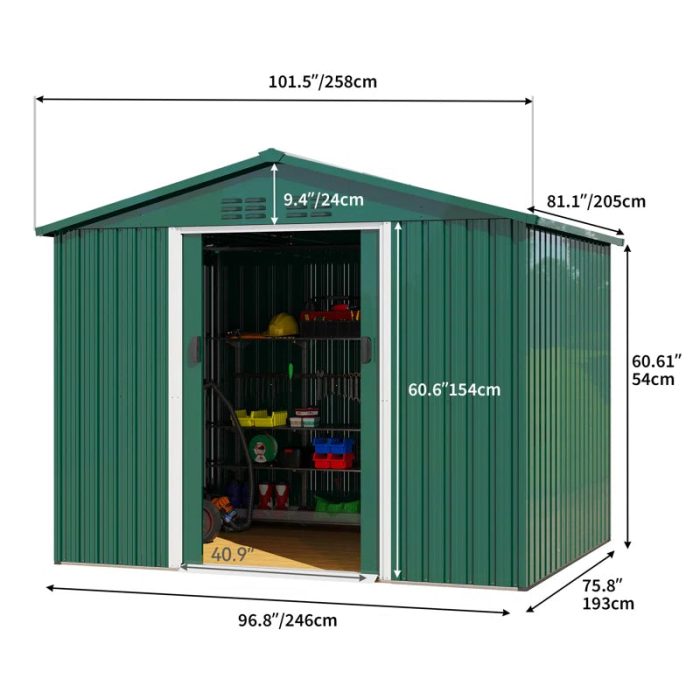 8 ft. W x 7 ft. D Steel Tool Shed - Image 2