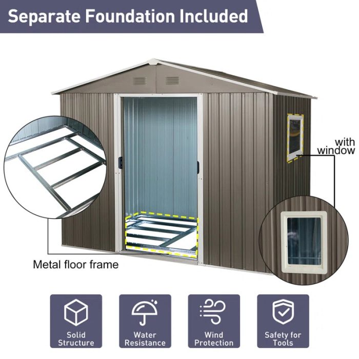 8 ft. X 6 ft. Metal Traditional Storage Shed - Image 2