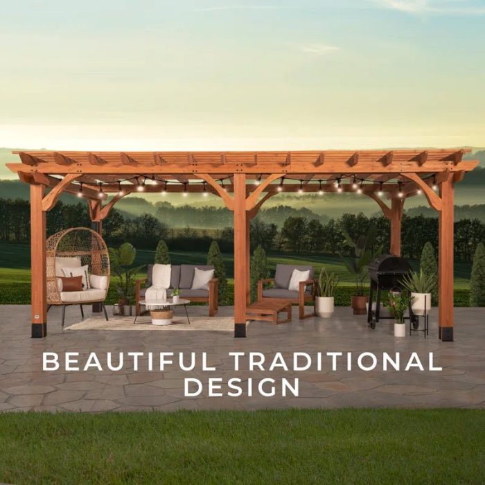 Beaumont 20 X 12 All Cedar Wooden Pergola - Image 12