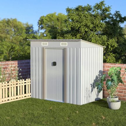 Aoxun 4′ X 6′ Metal Outdoor Garden Storage Shed Outdoor Tool House With Sliding Door For Backyard Garden Lawn Equipment (without Floor Frame)
