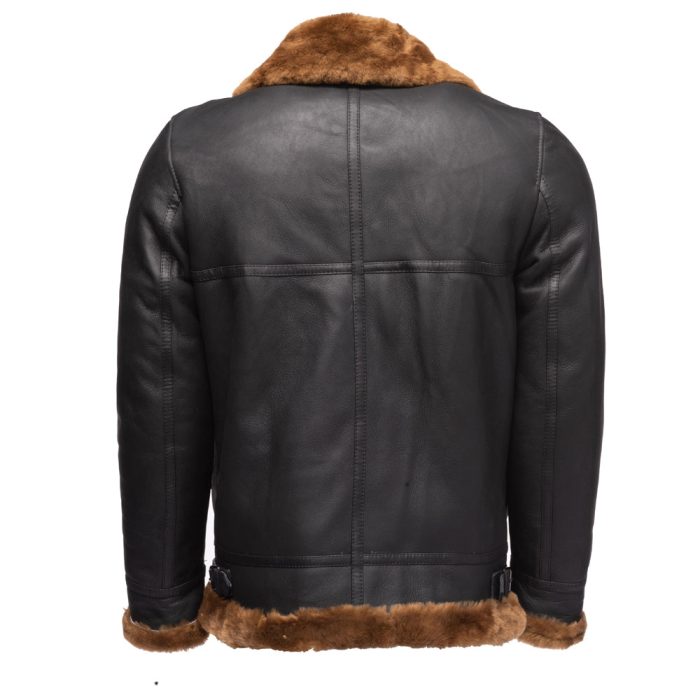 Classic Ginger Brown B3 Bomber Aviator Shearling Jacket - Image 2