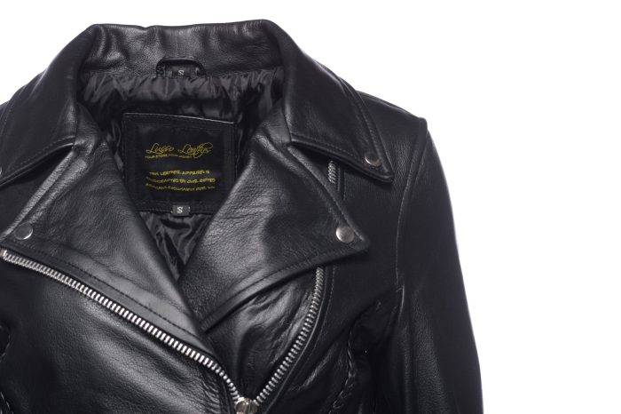 Anna Biker Heavy Leather Jacket With Braiding - Image 3