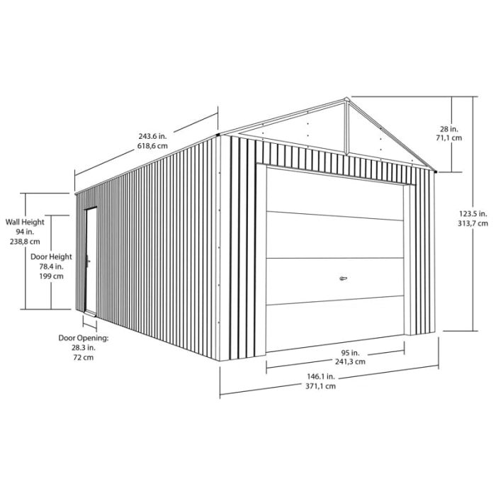 Everest 12 ft. x 20 ft. Metal Garage Shed - Image 4
