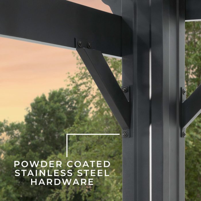 14×12 Stratford Traditional Steel Pergola With Sail Shade Soft Canopy - Image 11