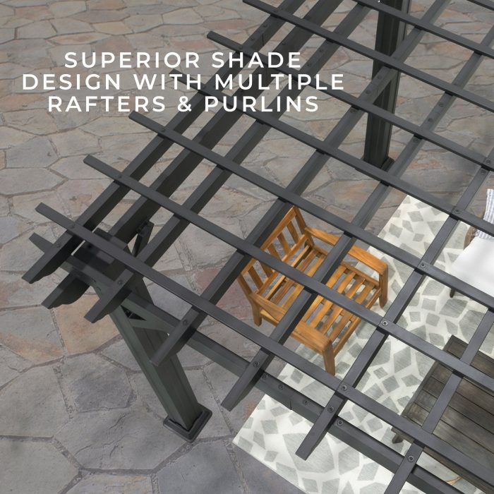 14×12 Stratford Traditional Steel Pergola With Sail Shade Soft Canopy - Image 13