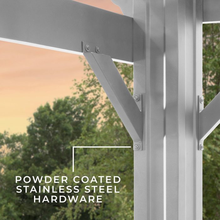 14×12 Hawthorne Traditional Steel Pergola With Sail Shade Soft Canopy - Image 10